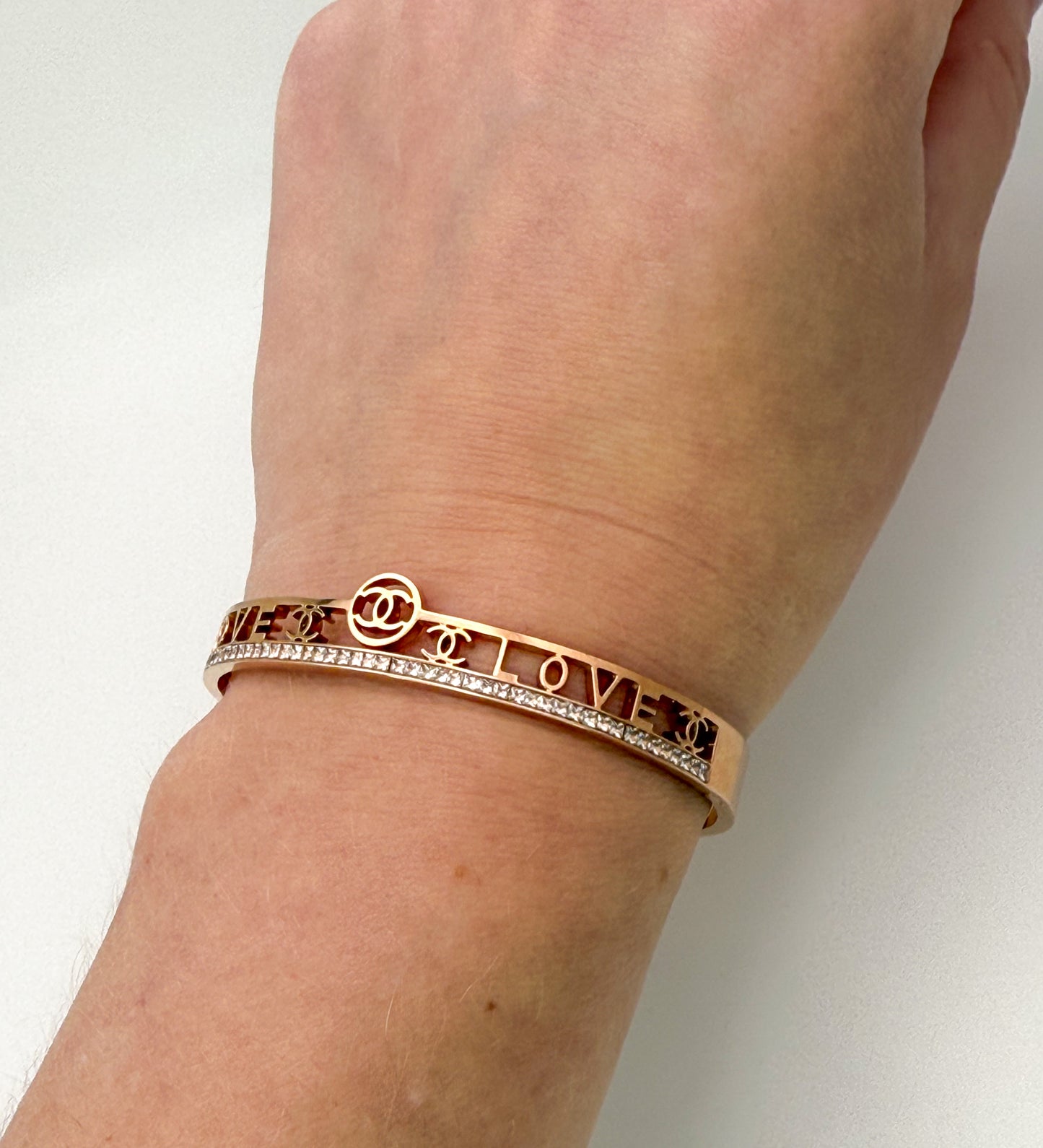 LOVE Chanel Designer Stainless Steel Bangle Bracelet