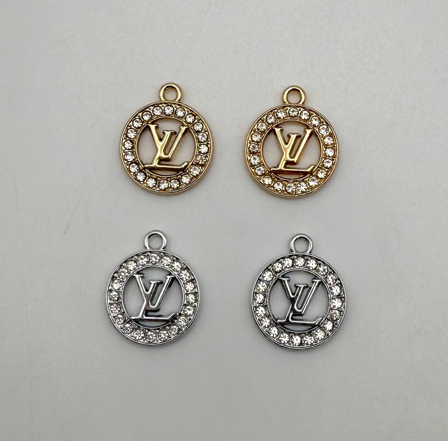Round LV Designer Gold and Silver DIY Charms