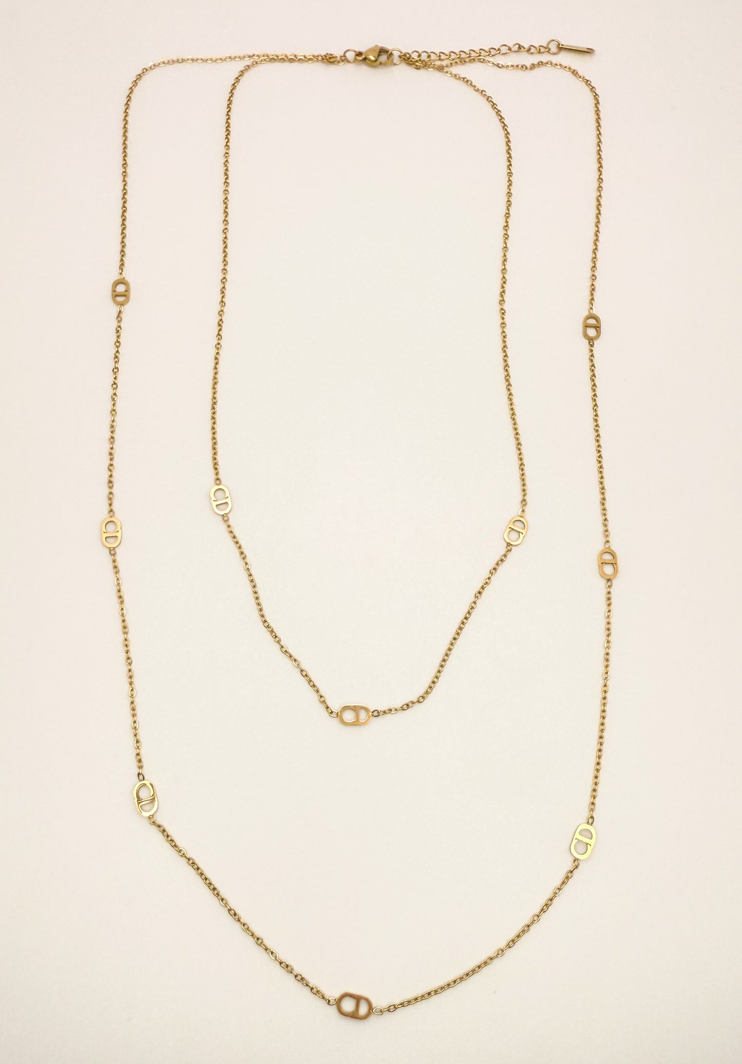 CD Designer Gold Double Layered Necklace