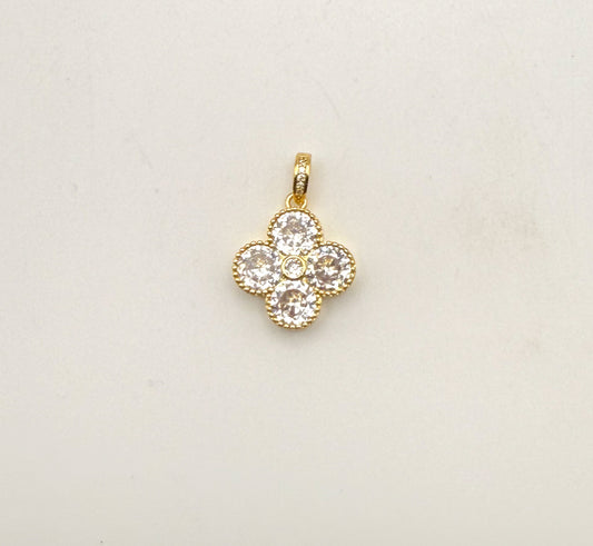 Gold Clover Design with Zircon DIY Pendant
