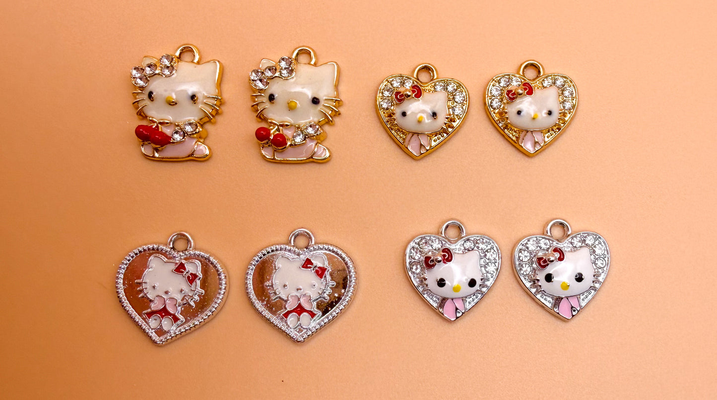 Variety of Gold & Silver Hello Kitty Metal Charms