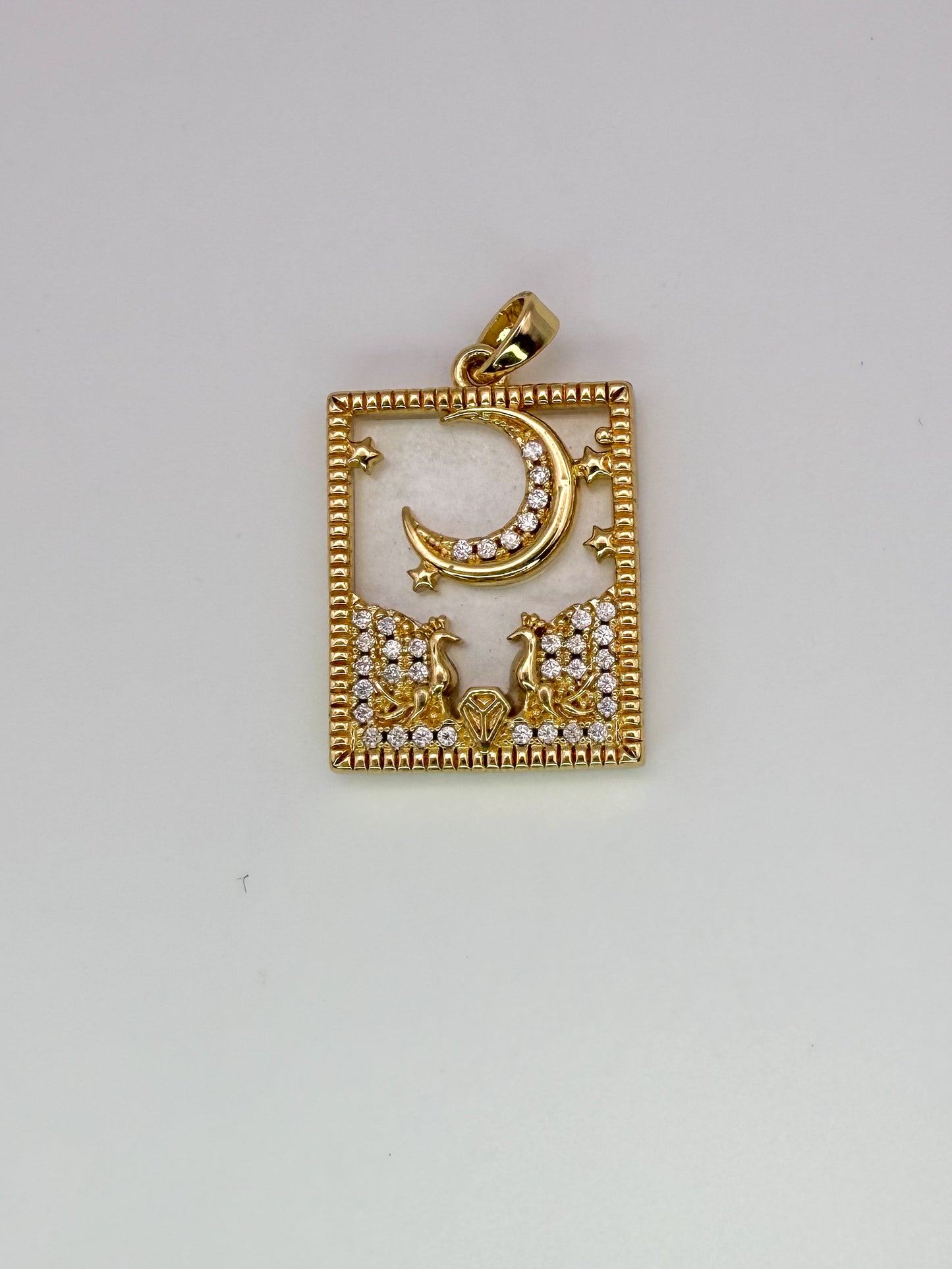 Gold The Wheel Tarot Card & Moon Card Pendants