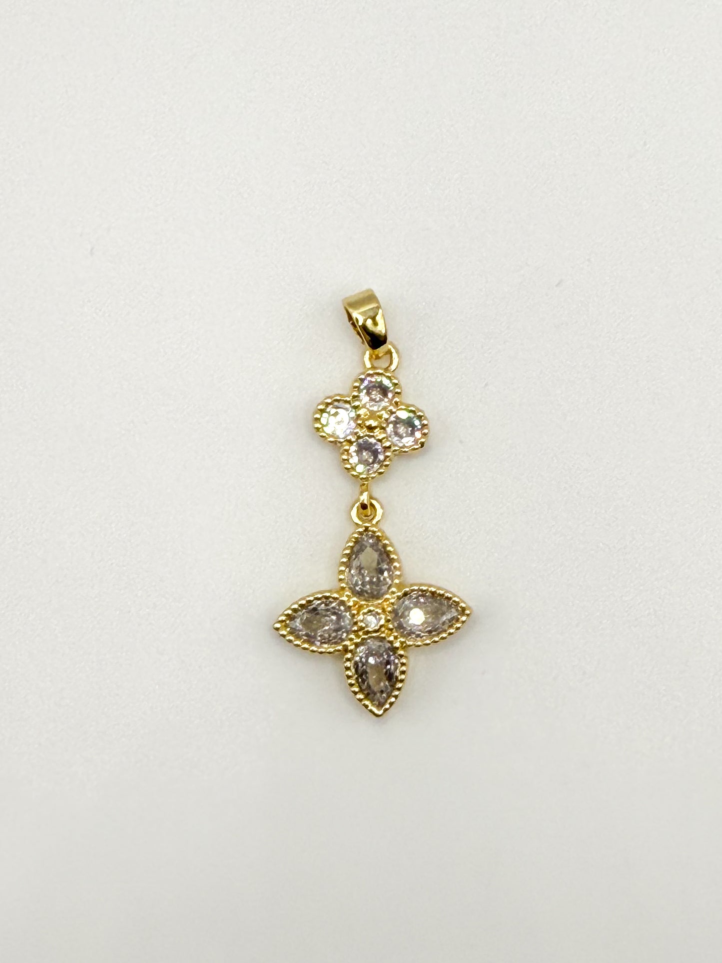 Gold & Silver Double Clover Pendant