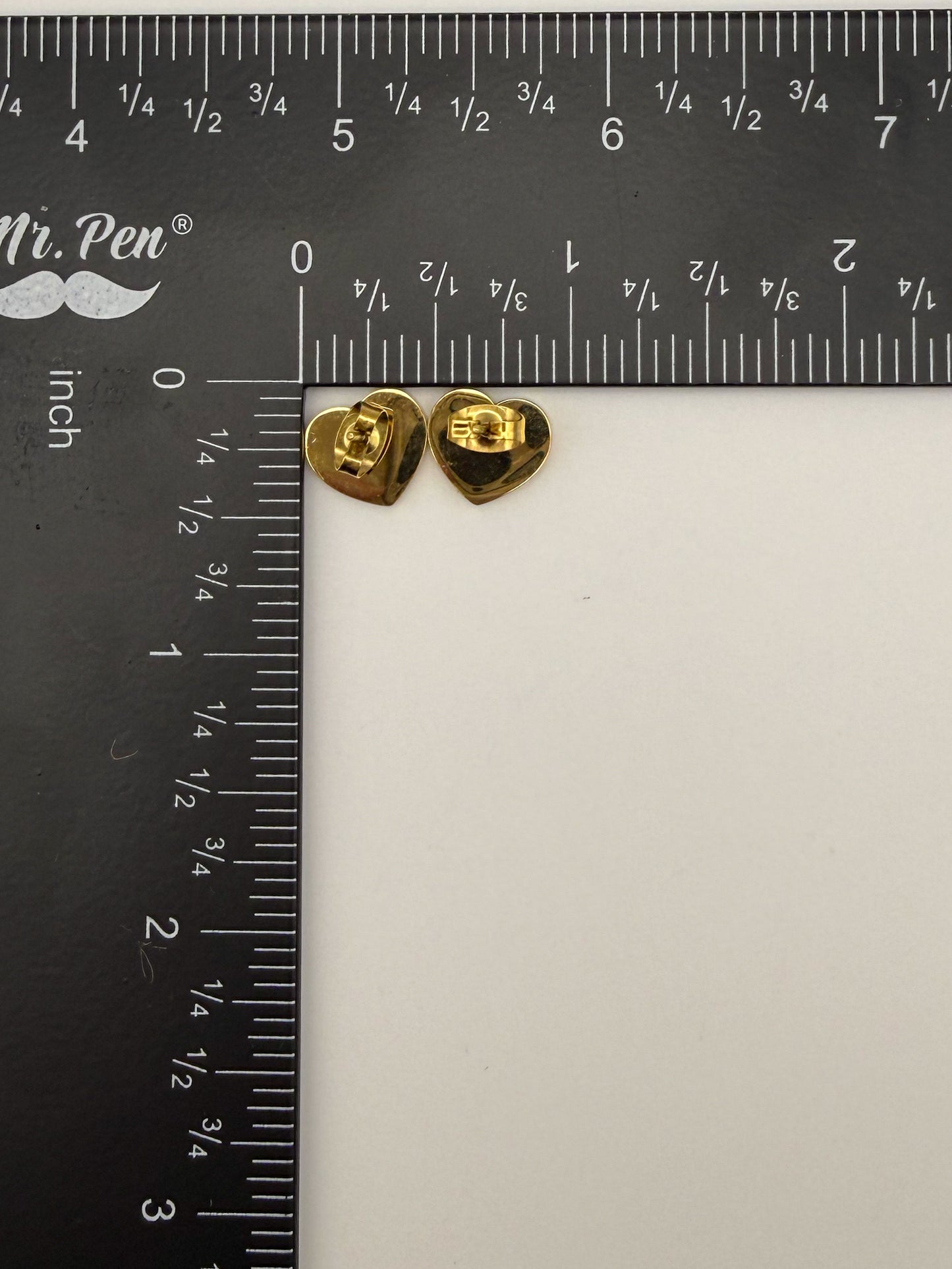 Gold Stainless Steel T&Co. Heart Stud Earrings