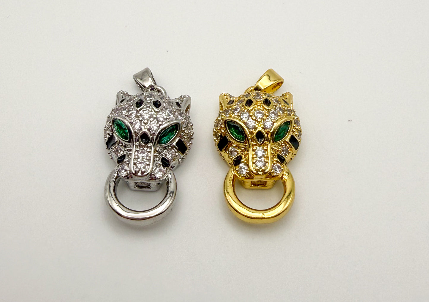 Gold & Silver Leopard Head HQ Charm Pendant