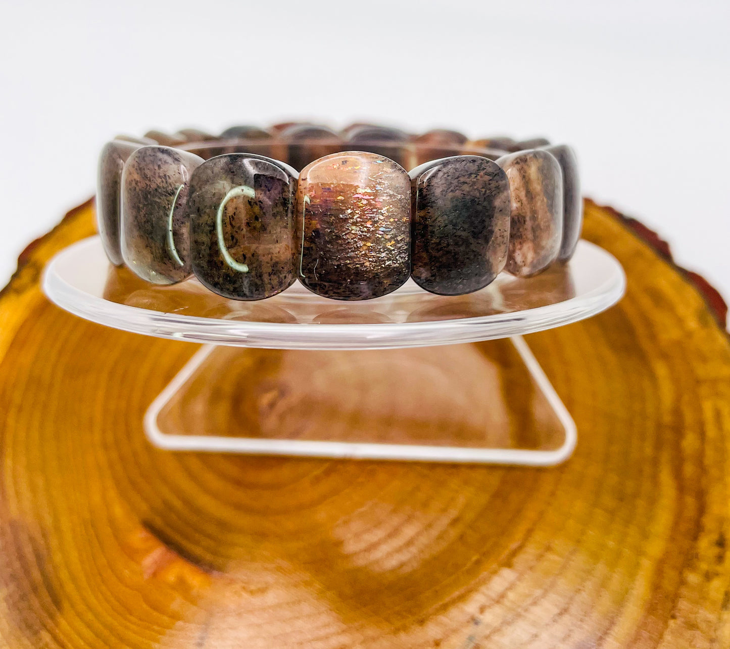 Backbone Moonstone Crystal Bangle Bracelet