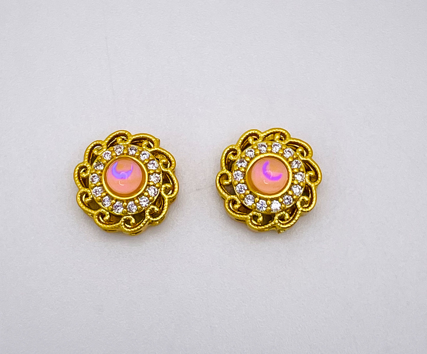 Pink Opal Round Gold Elegant Charm Beads