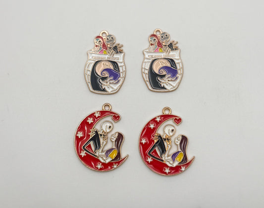 Nightmare Before Christmas Jack & Sally DIY Gold Metal Charms