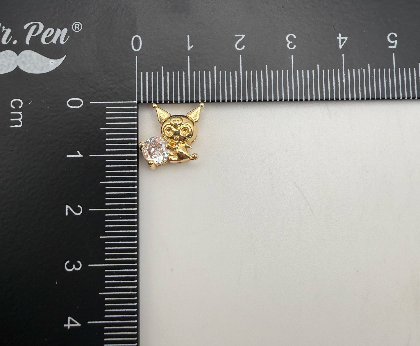 Sanrio’s Kuromi “KuKu” Gold and Silver Metal Spacer Charm Beads with Cubic Zirconia