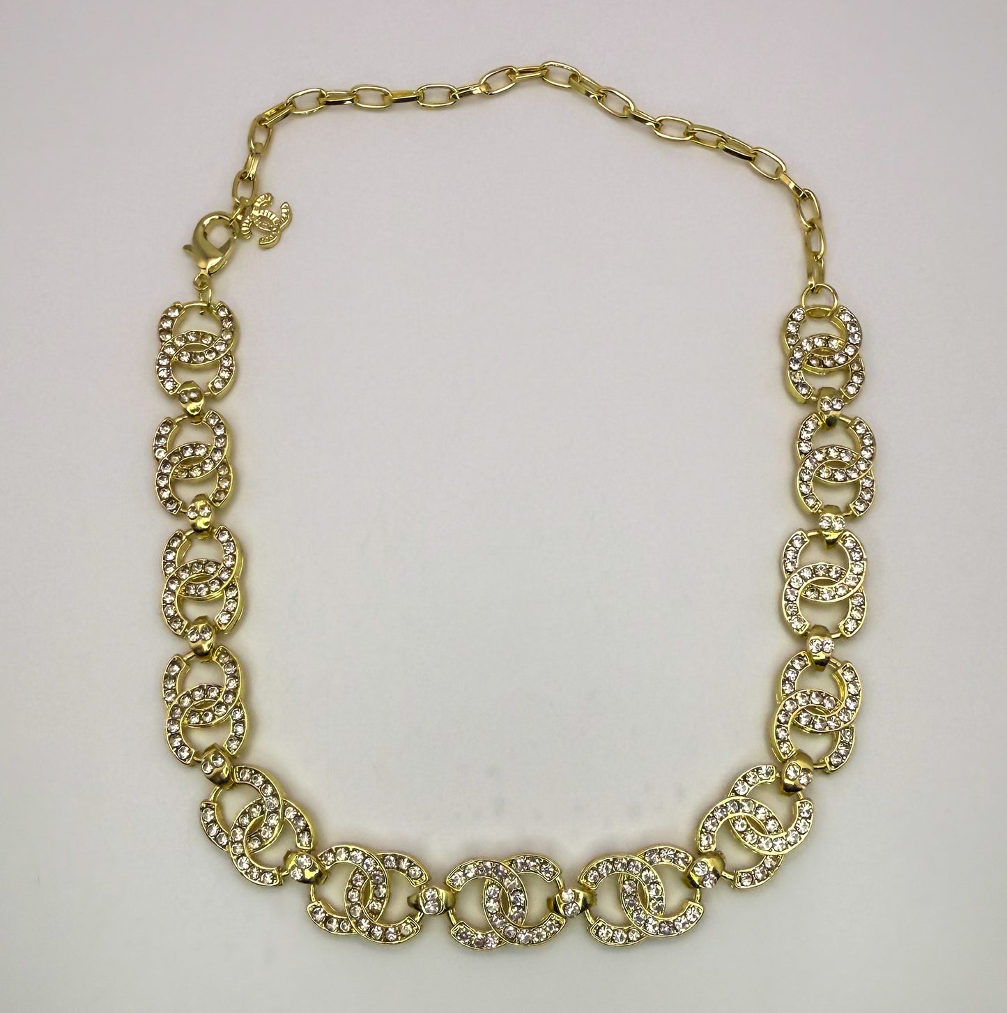 Elegant CC Designer Silver or Gold Matching Necklace and Bracelet set