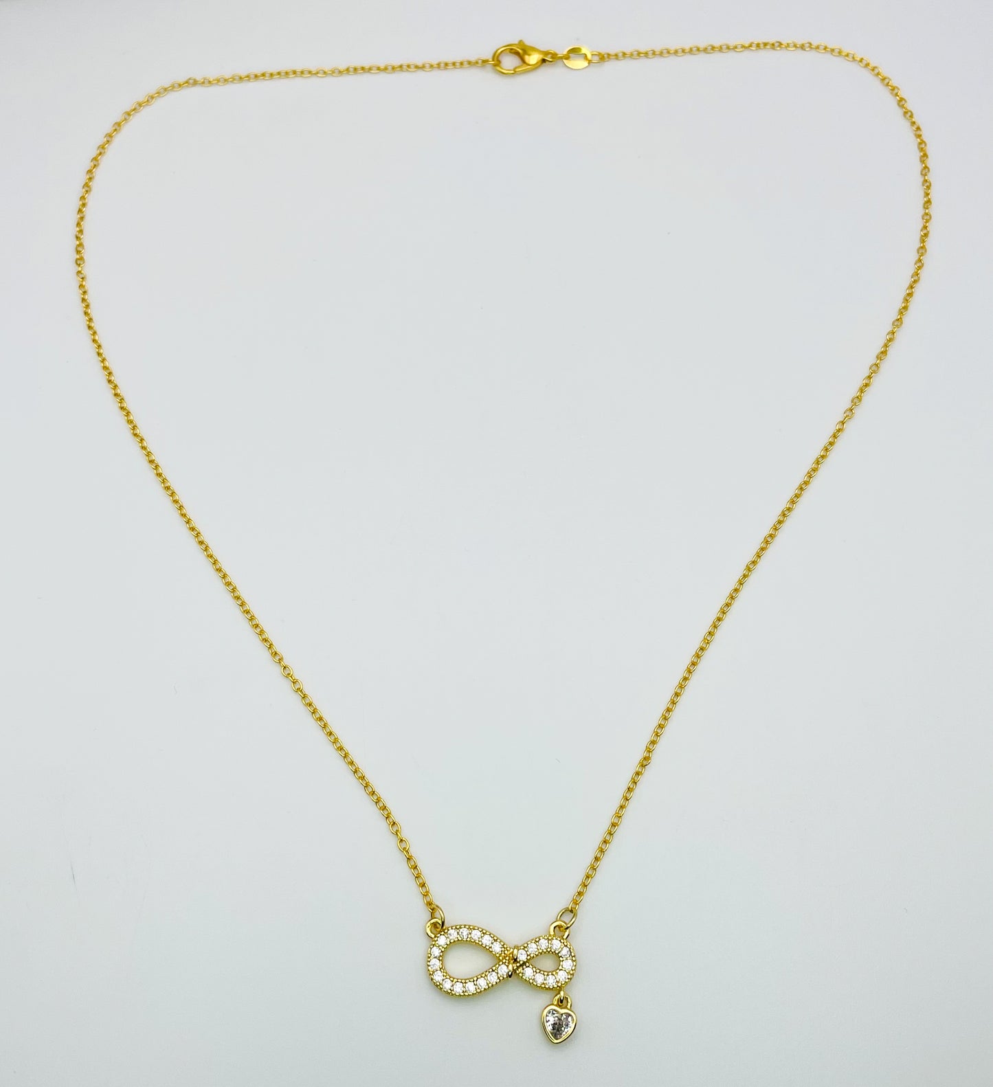 18k Gold Overlay S925 Sterling Silver Infinity Necklace