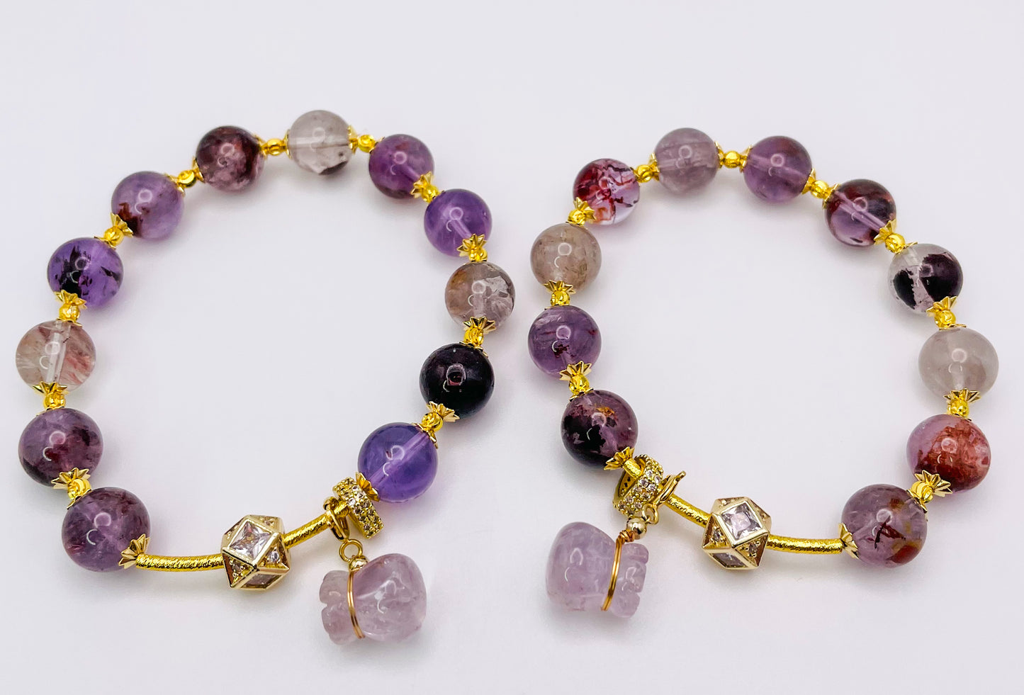 Natural Purple Phantom Quartz Money Bag Bracelet