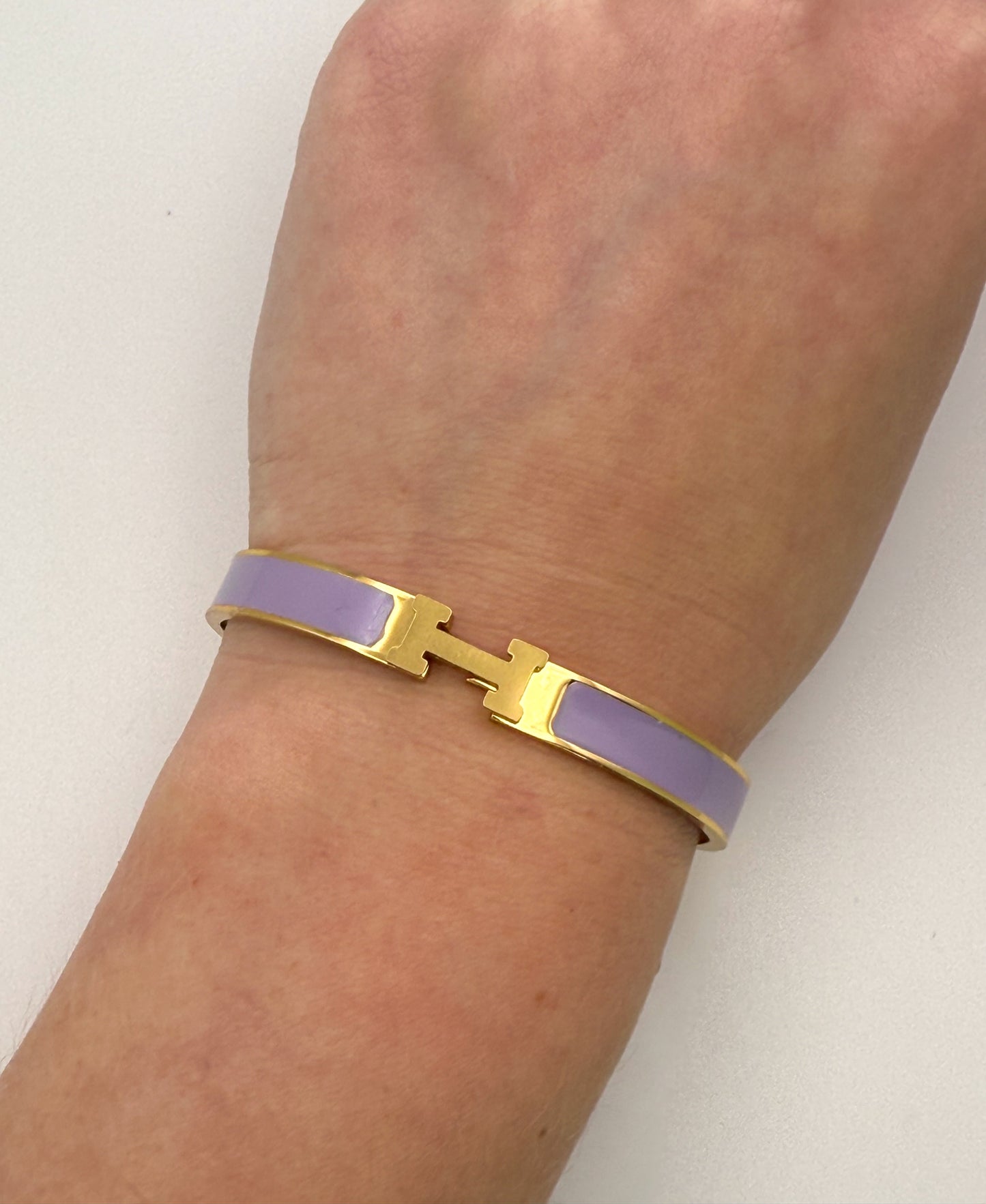 Hermes Designer Gold Stainless Steel Bangle Bracelet