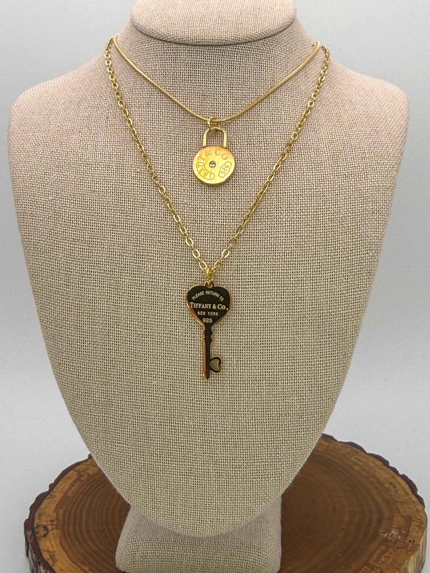 Double Layered T&Co. Gold Pendant Necklace