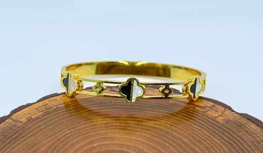 Gold Stainless Steel LV Designer clover Bangle Bracelet