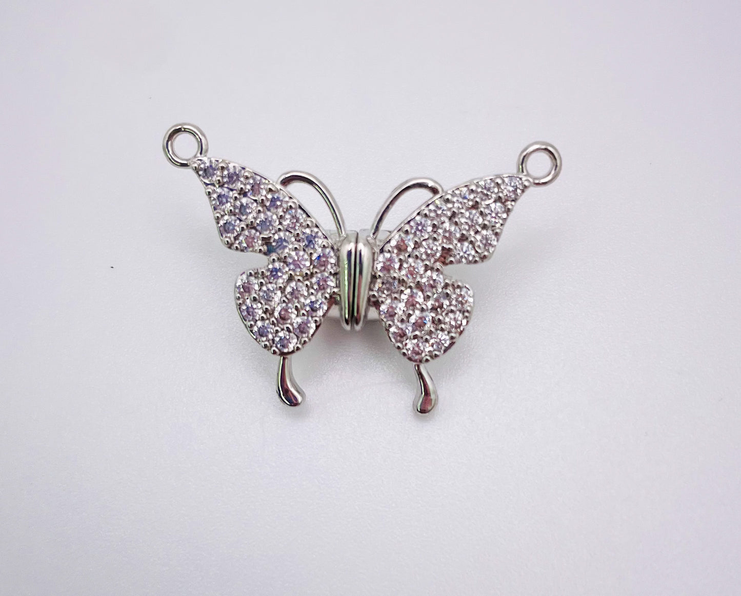 Magnetic Butterfly Pendant covered with micro pave zircon gems