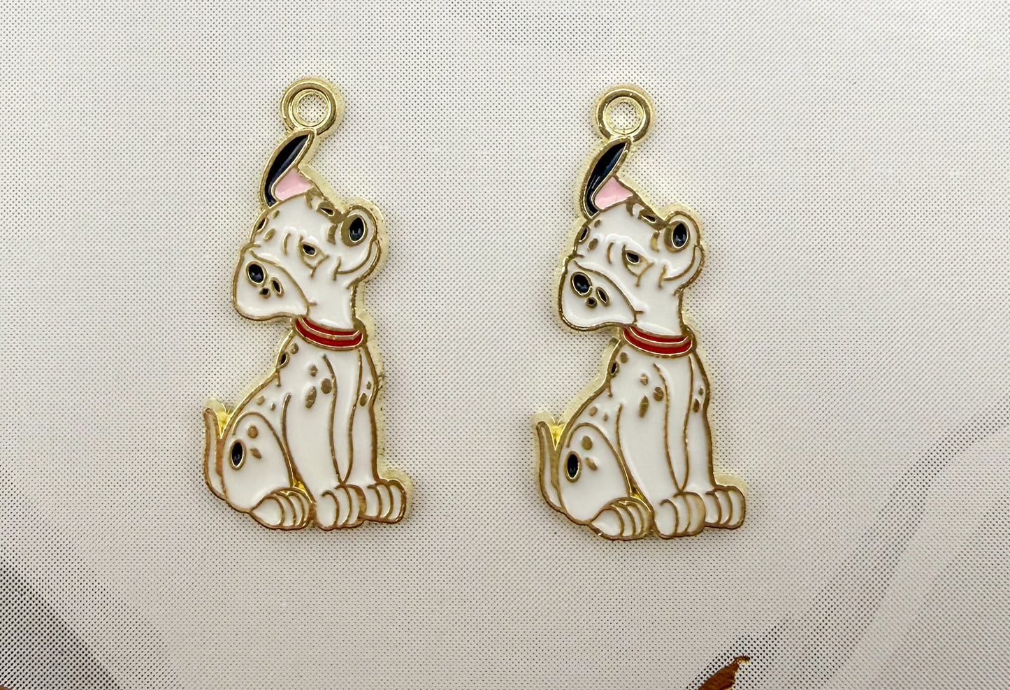 Dalmatian’s Gold Enamel Metal Charms