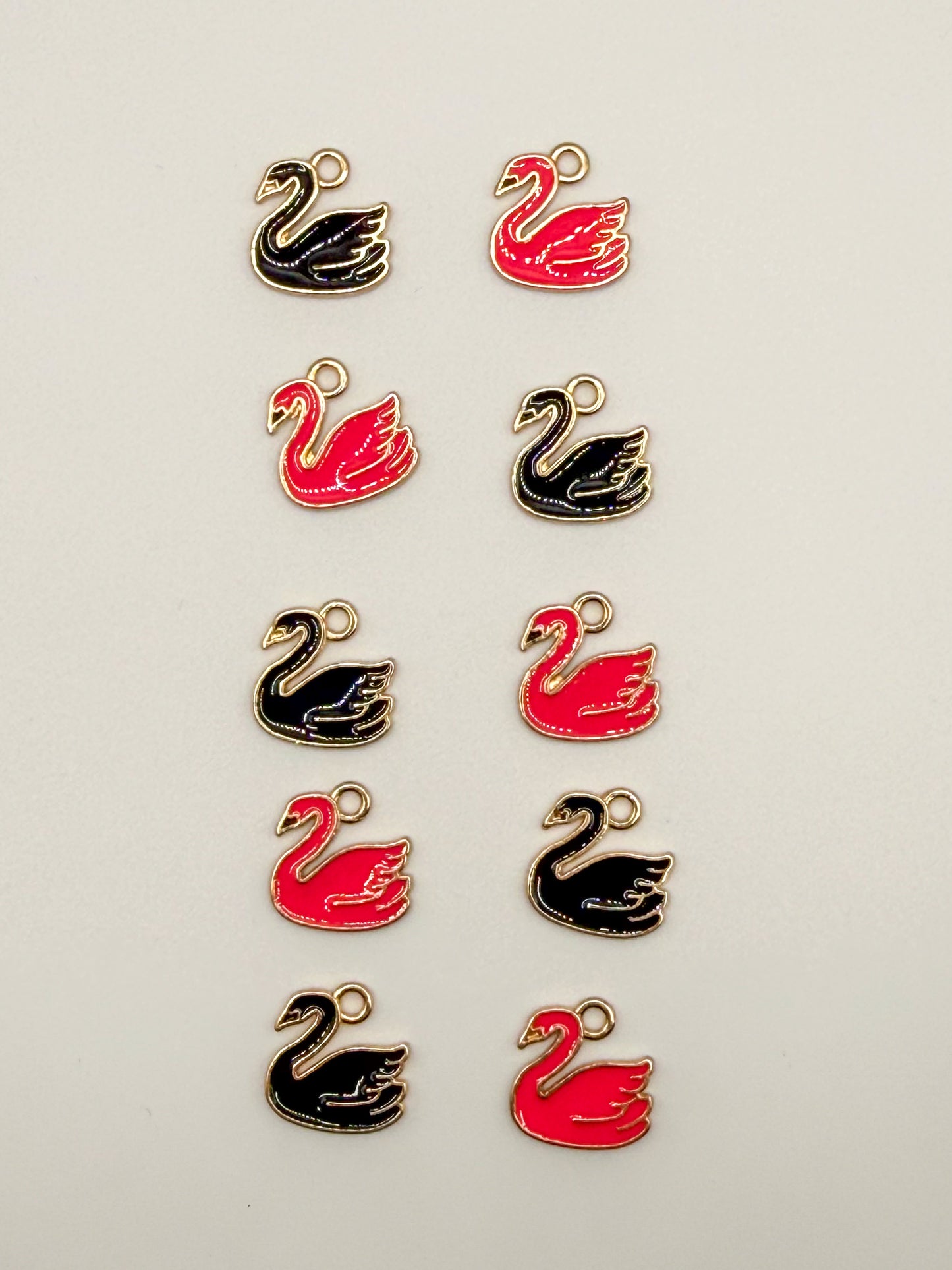 Black & Pink Swan Metal DIY Charm Set