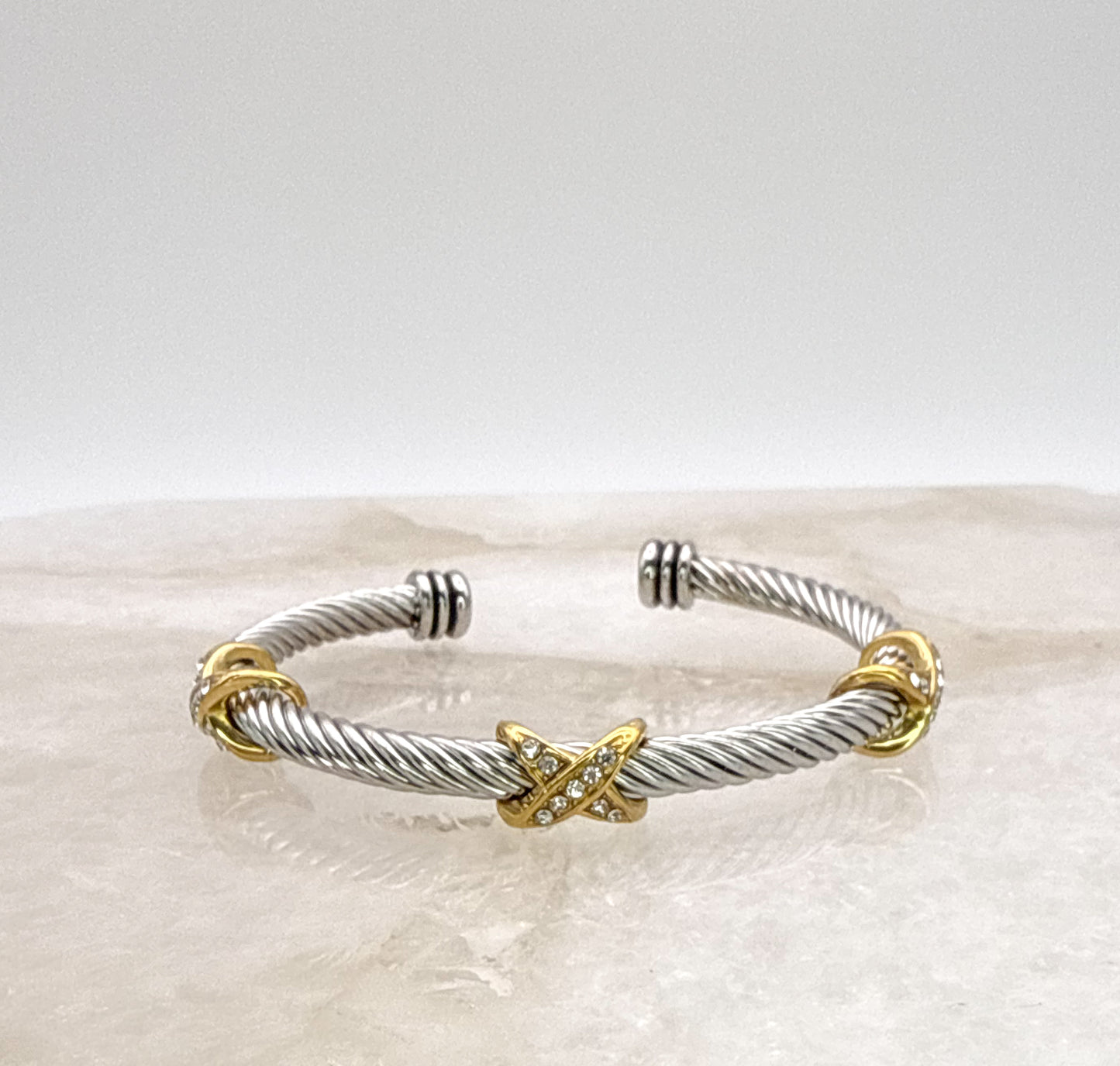 Stainless Steel Mixed Metals Bangle Cuff Bracelet