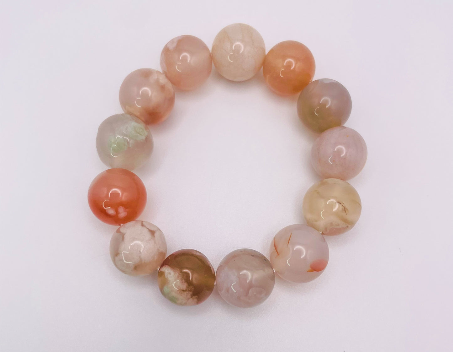 Natural Sakura Flower Agate Crystal Bracelet