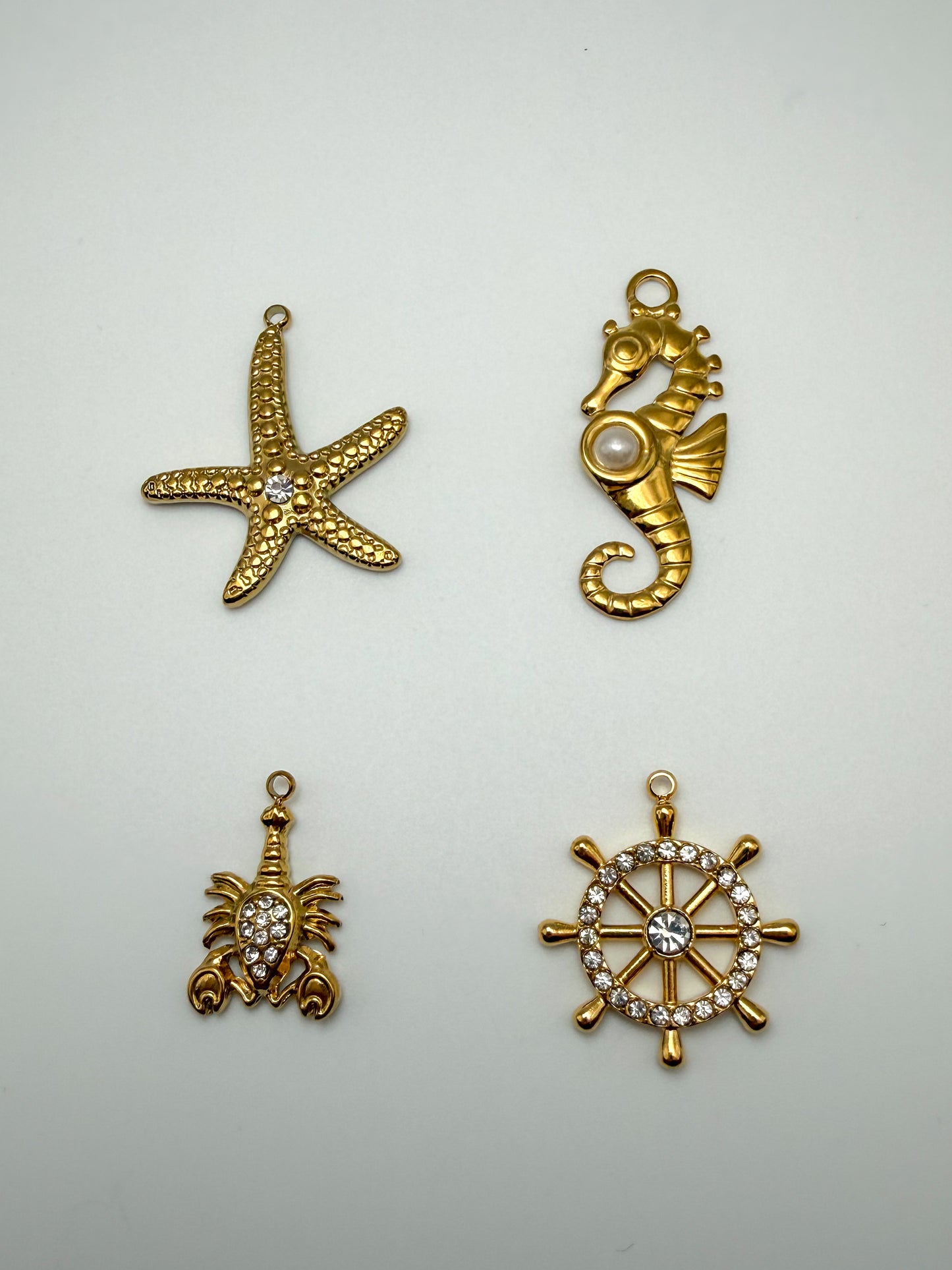 Stainless Steel Gold Ocean Animals & Object Charm Pendants