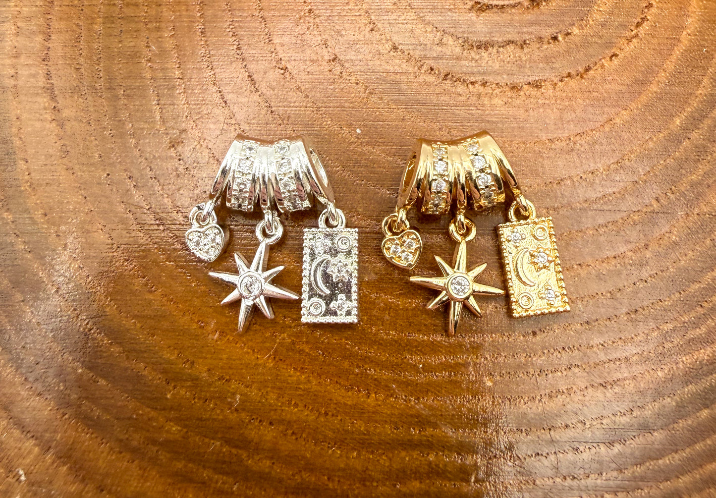 Gold & Silver Sun Moon Tarot Charm Pendant Pandora Style