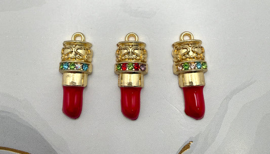 Gold Red Lipstick DIY Metal Charms
