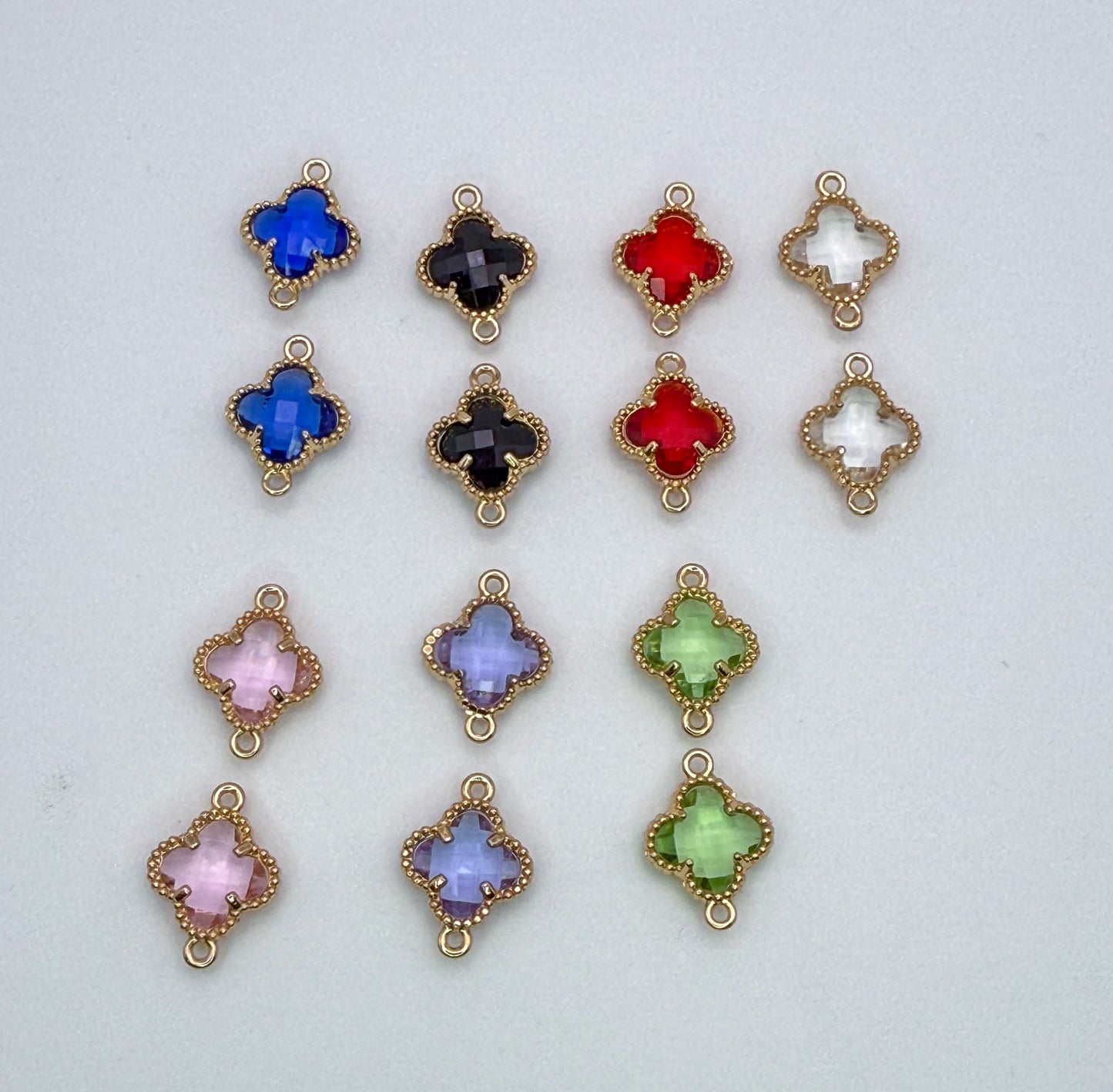 Colorful Lucky Clover Glass Charm Connectors