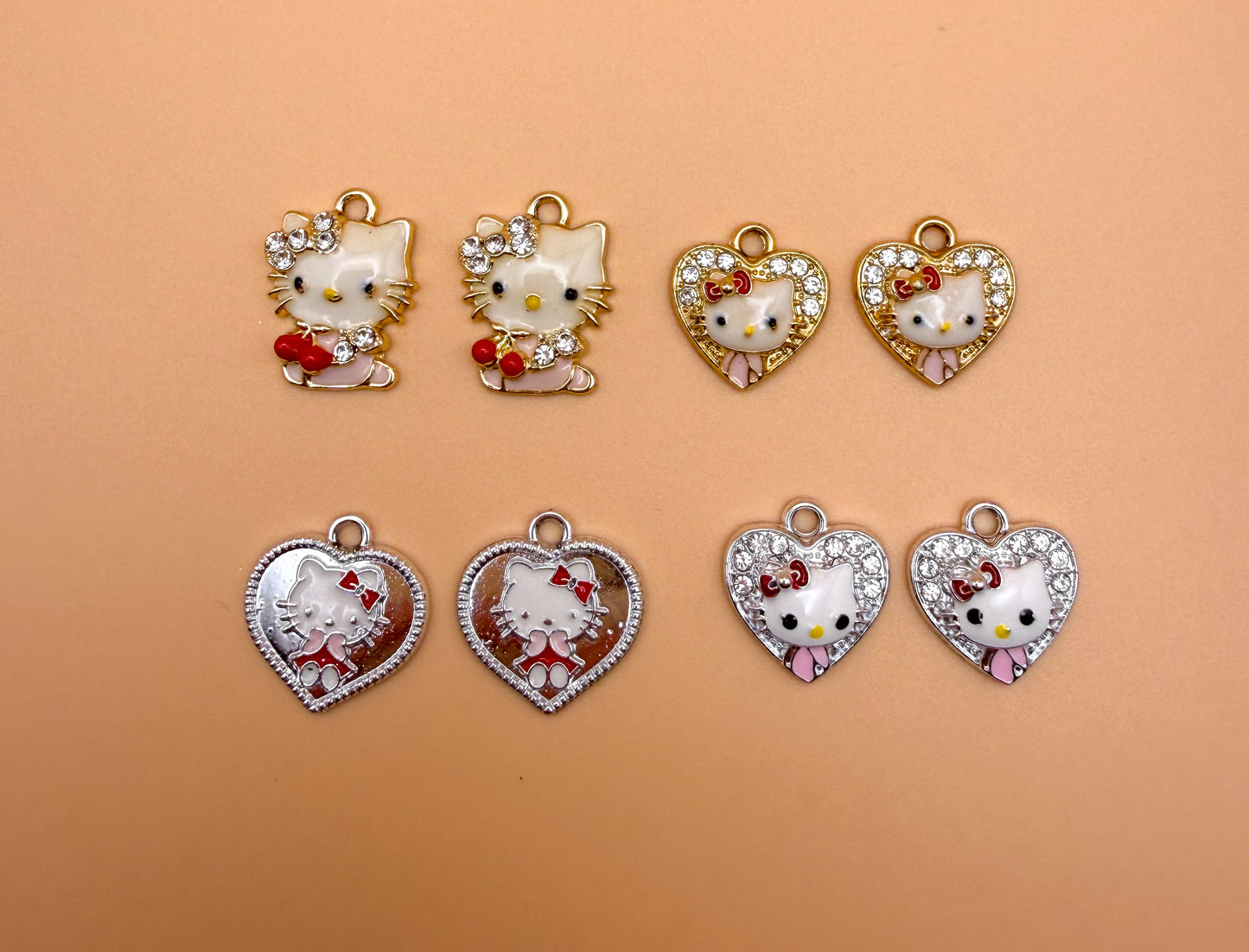 Variety of Gold & Silver Hello Kitty Metal Charms