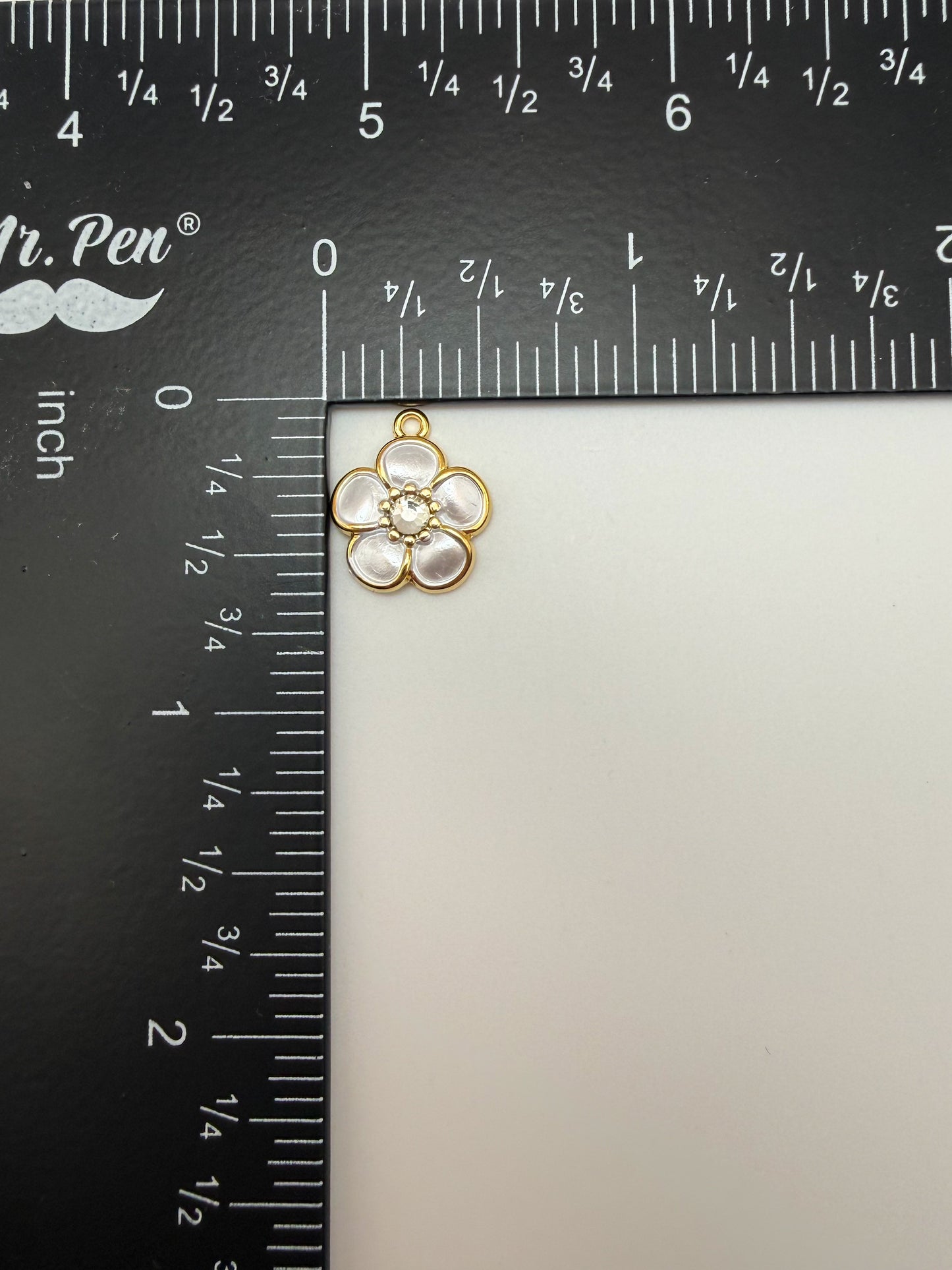 Stainless Steel Mini Gold Enamel Sakura Flower Charms