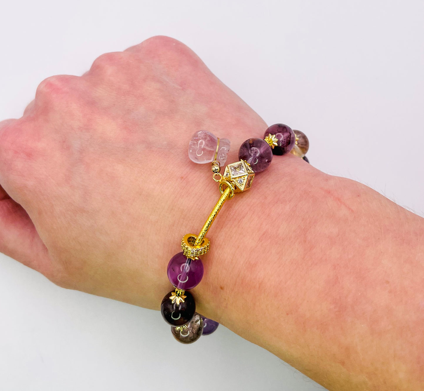 Natural Purple Phantom Quartz Money Bag Bracelet