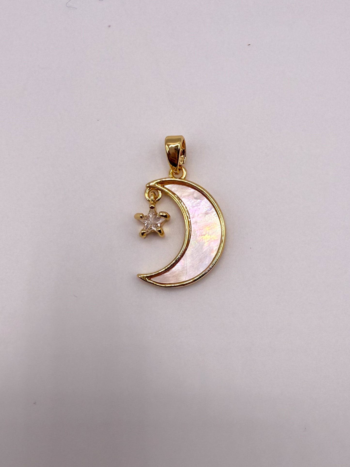 Mother of Pearl Shell Moon & Star Charm Pendants