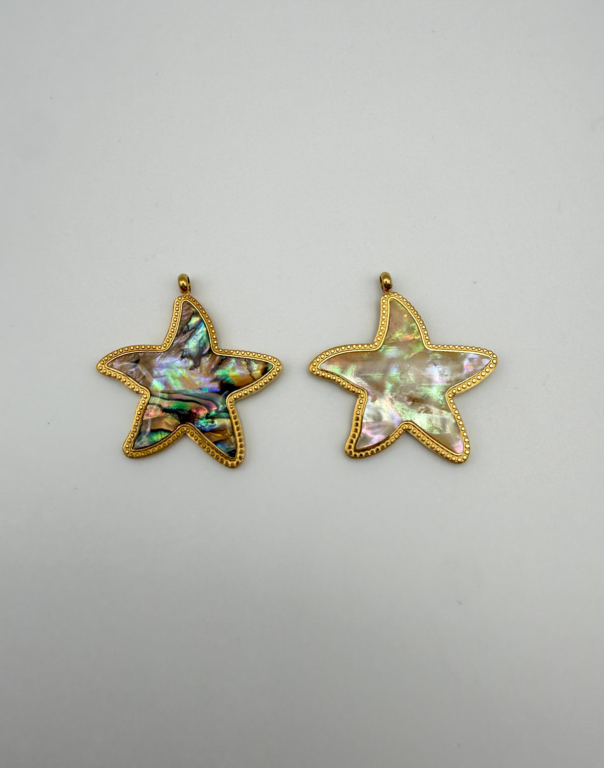 Gold Stainless Steel Star Abalone & Mother of Pearl Shell Charm Pendant DIY