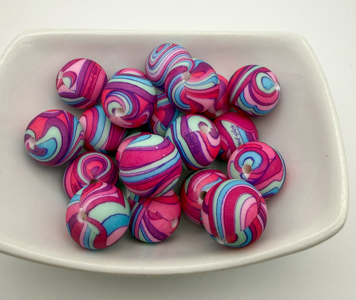 70s Style Flower Child Silicone Printed DIY Pen Keychain Beads