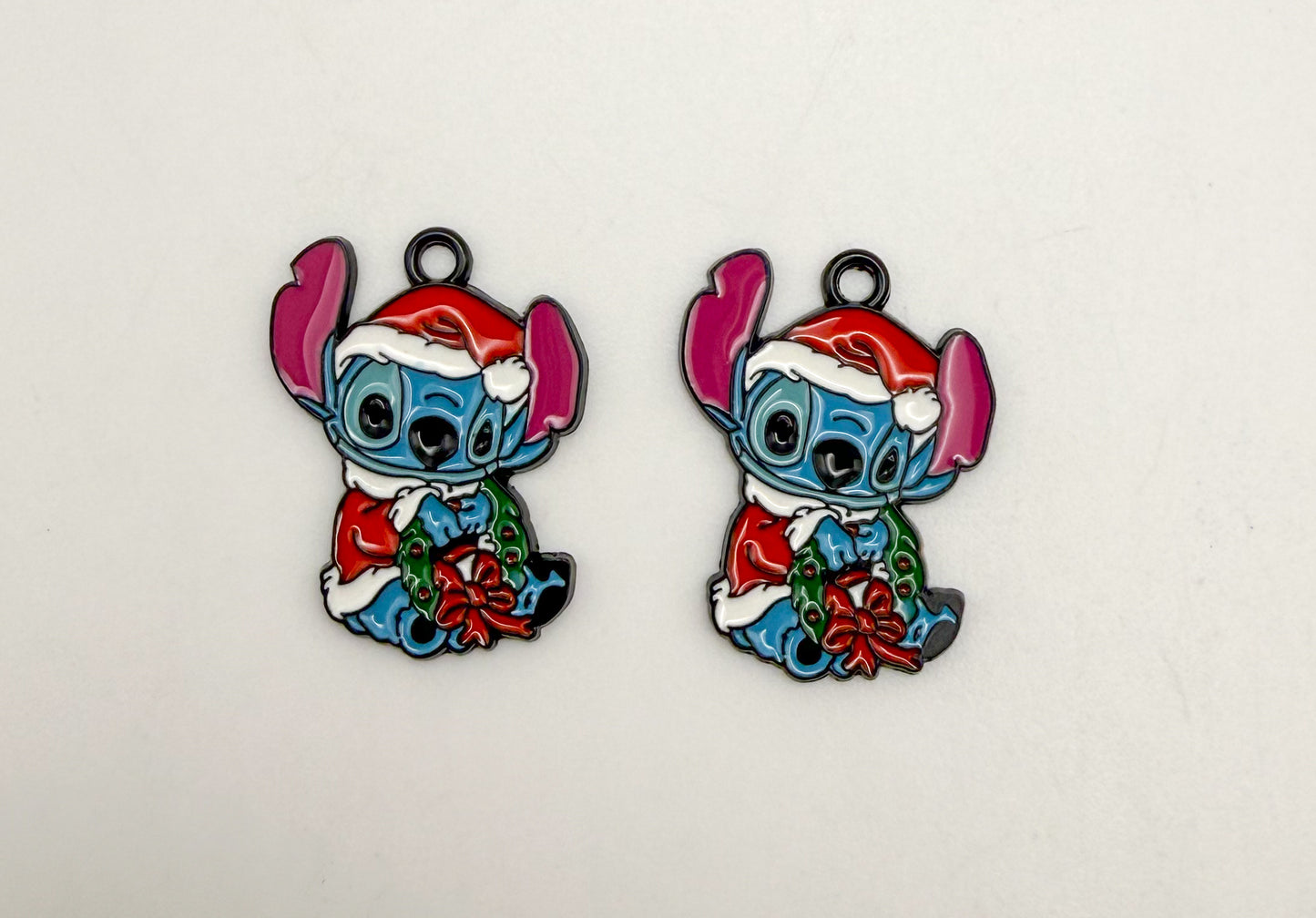 Christmas Stitch Blue Alien Metal Black Charms
