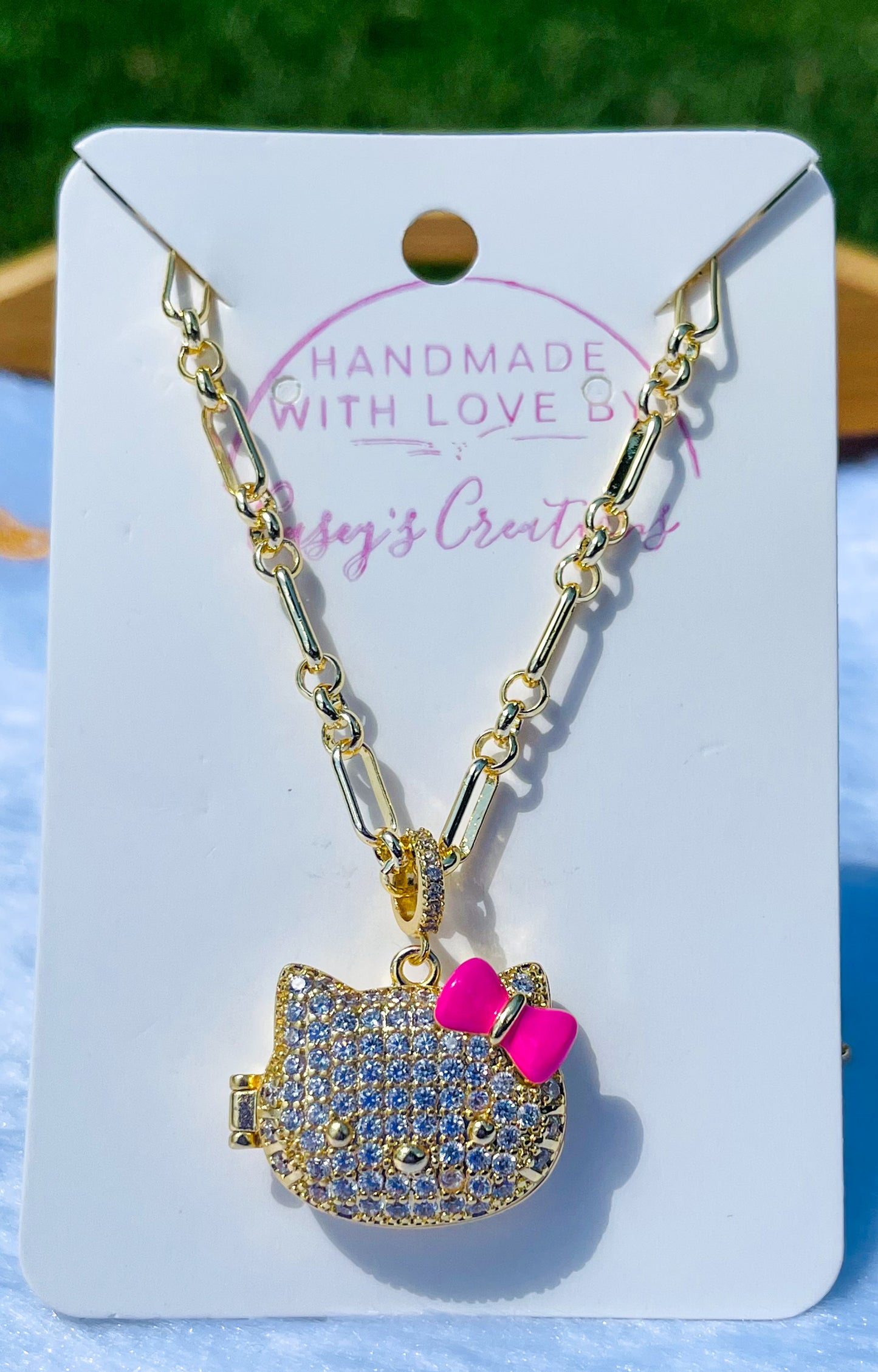 Hello Kitty Bling Lockett Gold Adjustable Necklace