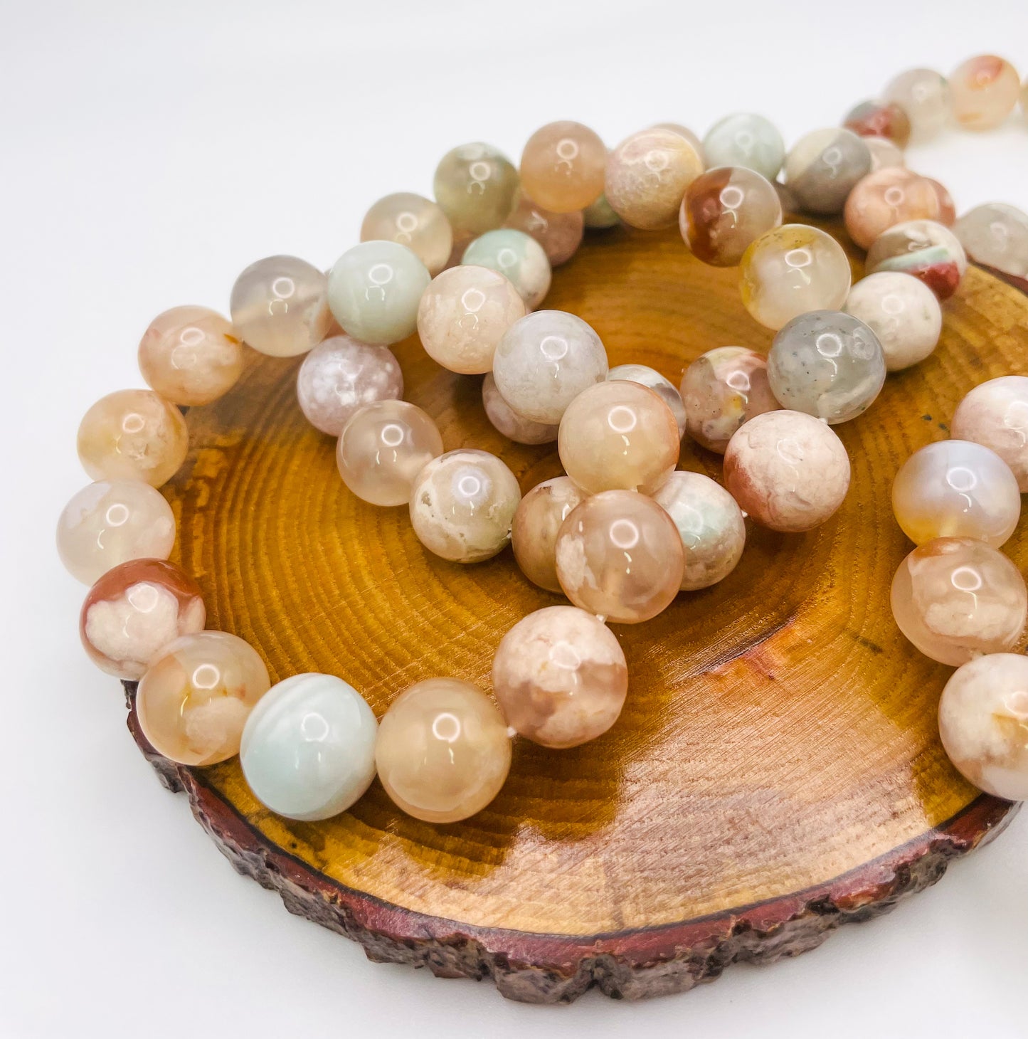 Natural Sakura Flower Agate Crystal Bracelet