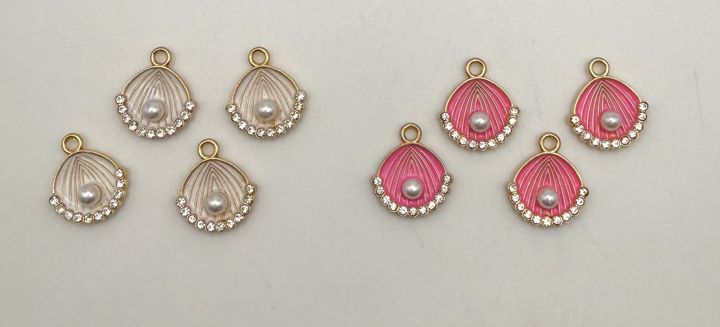 Gold Pink or White Shell DIY Charm Set