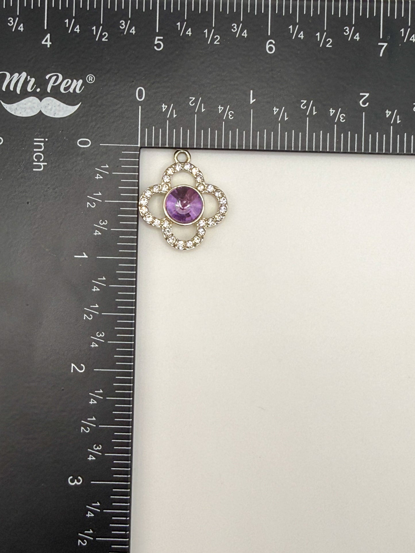 Gold Clover With Purple Gem DIY Metal Charm