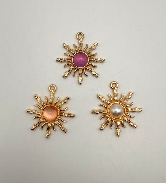 Gold Flaming Sun DIY Metal Charms