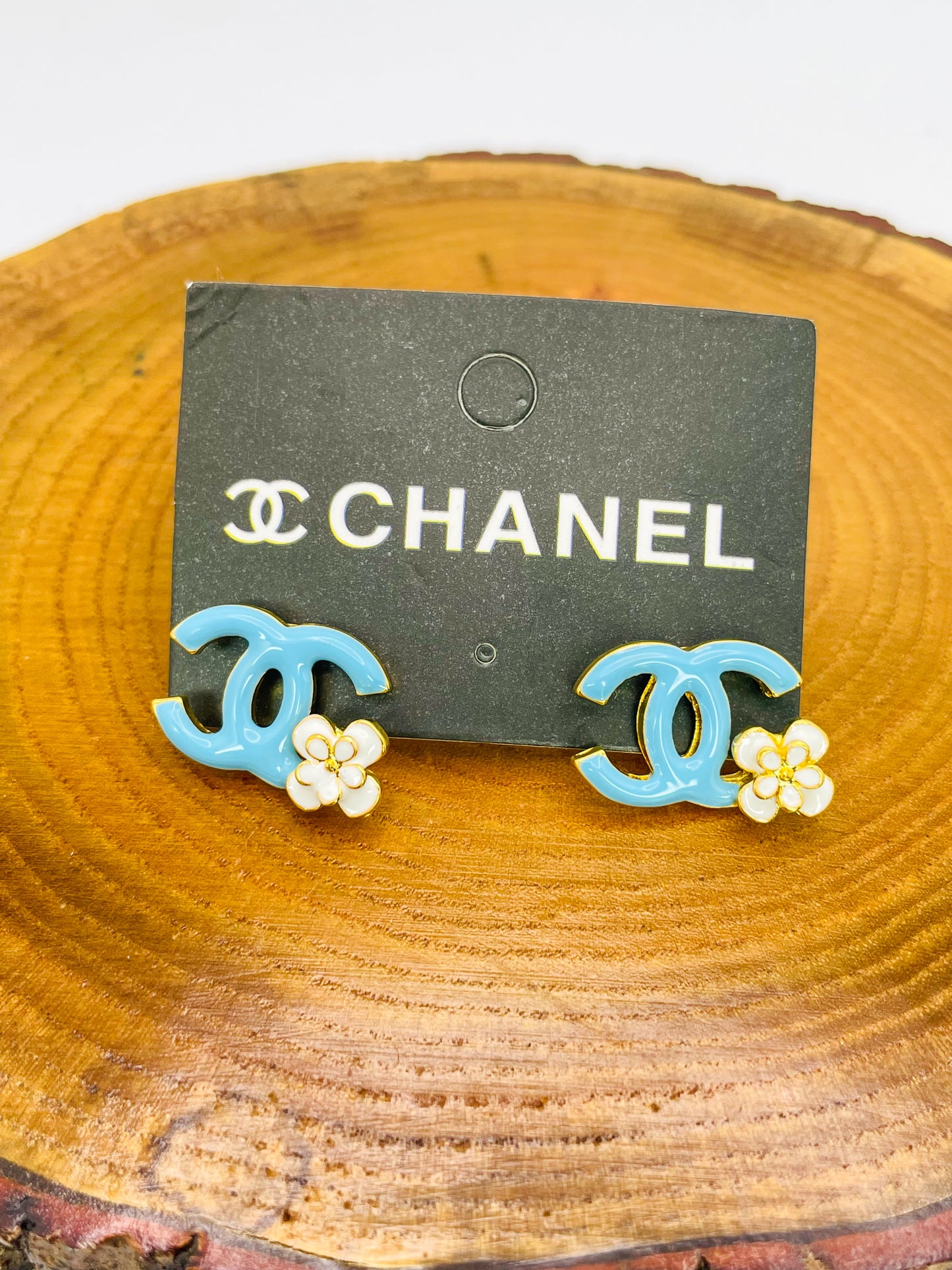 CC Colorful Enamel Gold Stud Earrings