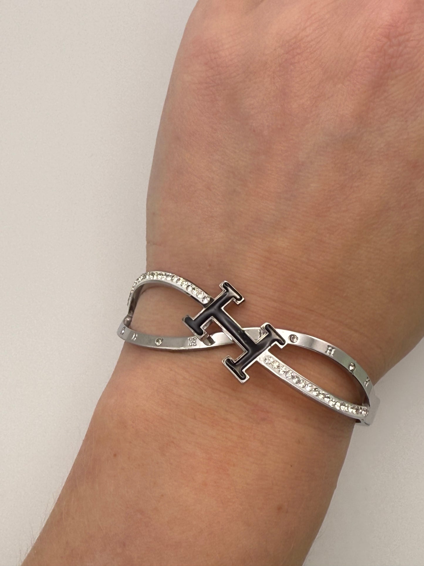 Silver Stainless Steel Hermes Designer Bangle Bracelet