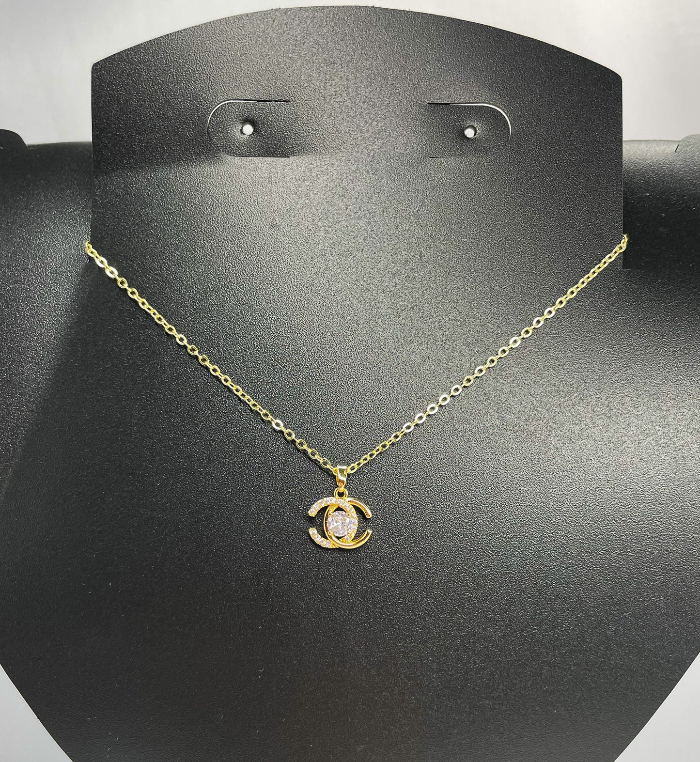 Gold CC Moissanite Diamond Necklace