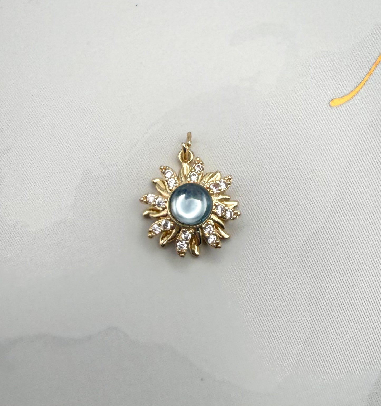 Silver & Gold Spinner Bright Sun Pendant Charm