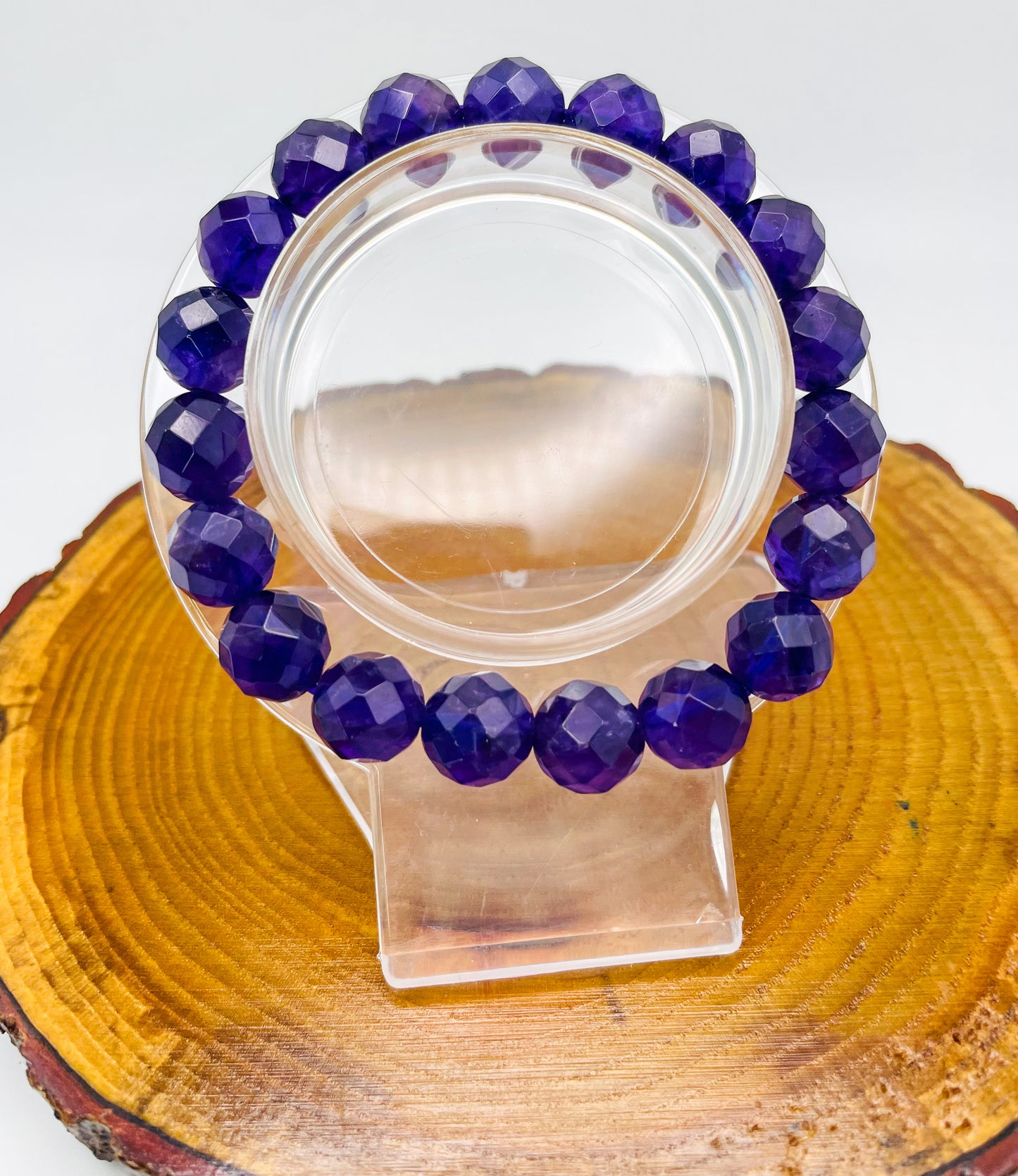 Faceted Natural Amethyst Crystal Bracelet