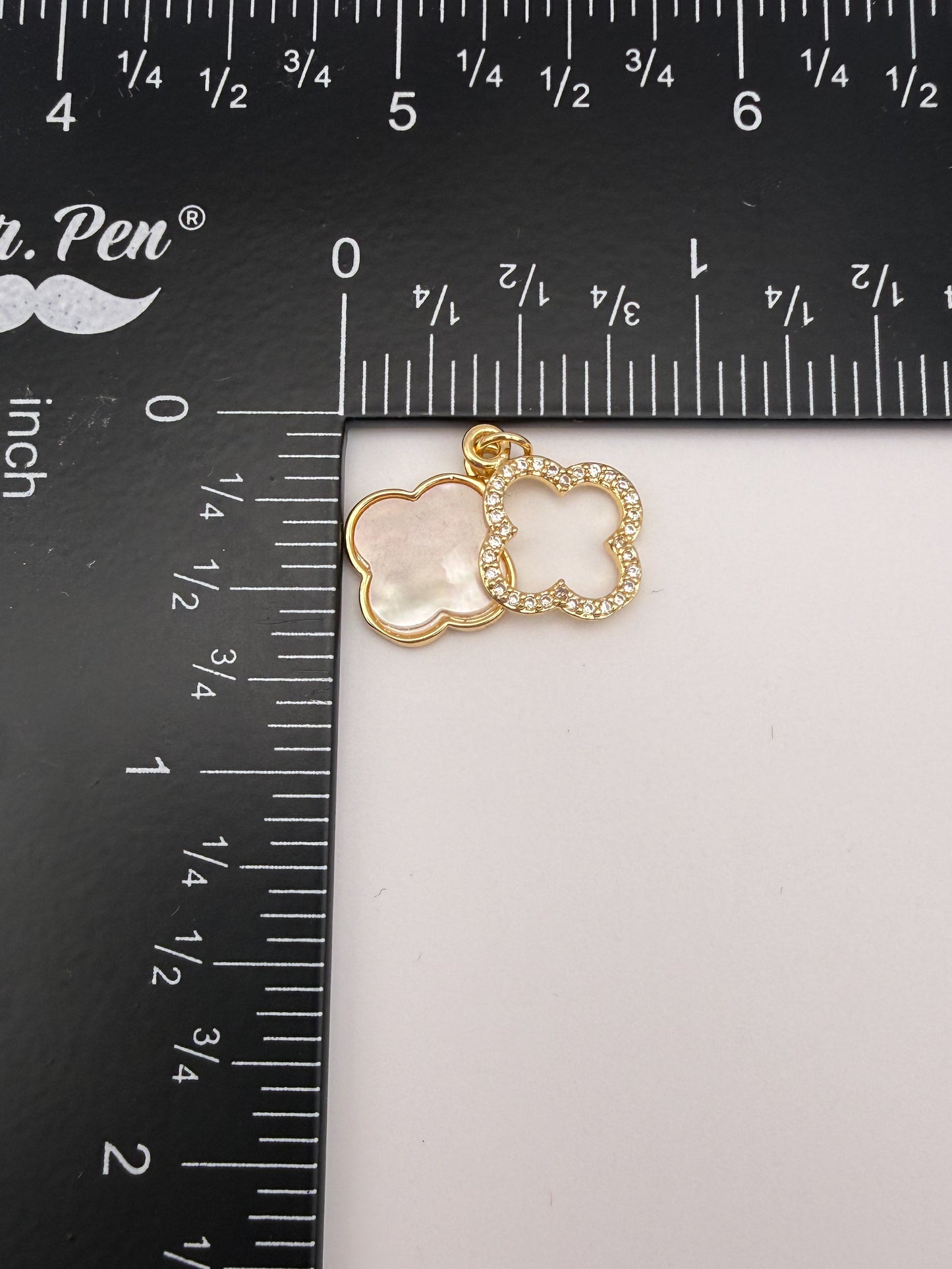 Gold Mother of Pearl Shell Clover Charms