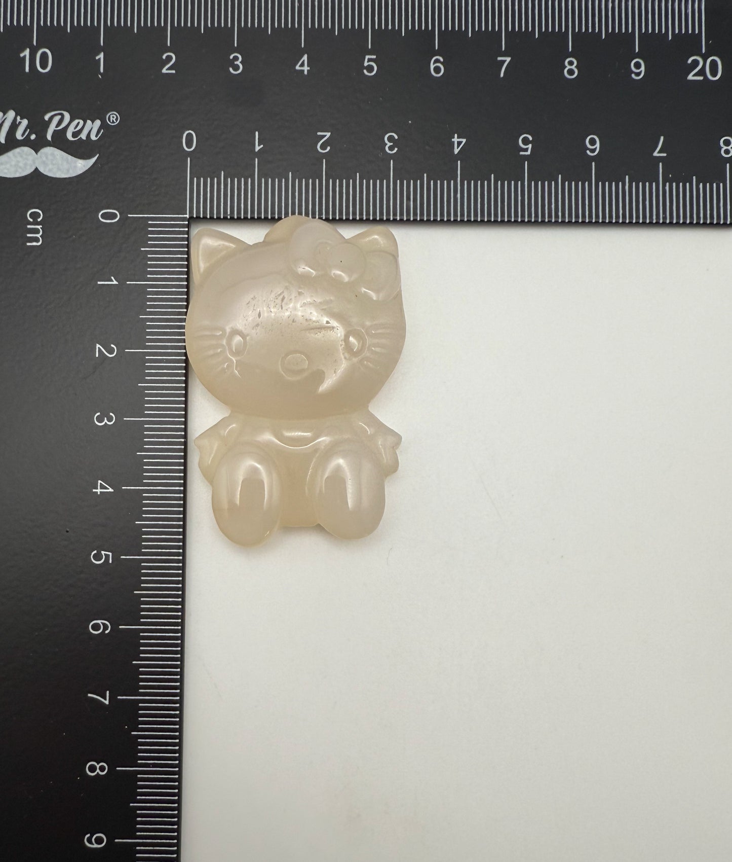 Natural Flower Agate & White Agate Crystal HK Kitty Flatback Decor