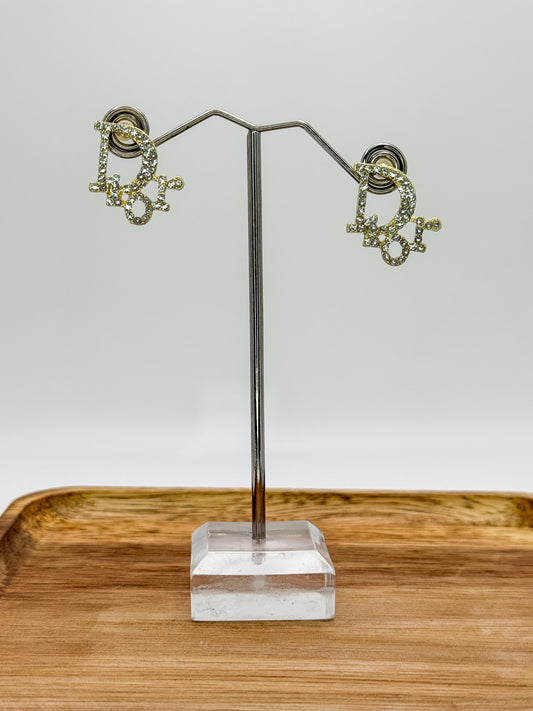 Gold Dior Designer Stud Earrings