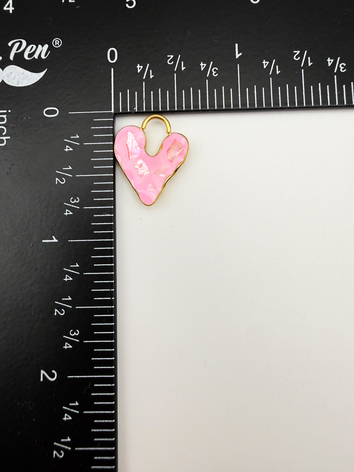 Gold Stainless Steel Heart Enamel with Abalone Shell Chip Charm Pendant DIY