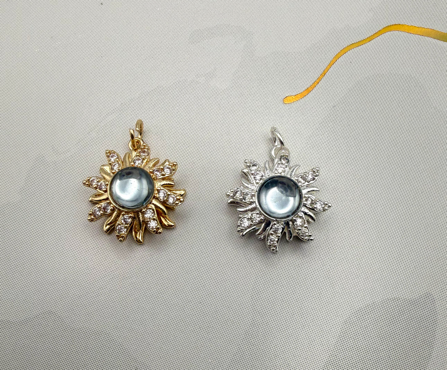 Silver & Gold Spinner Bright Sun Pendant Charm